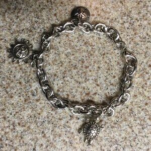Silver Charm Bracelet with Turtle & Sun Charms - Women Jewelry